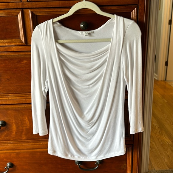 Cabi white drape neck blouse style 427 - Picture 1 of 5